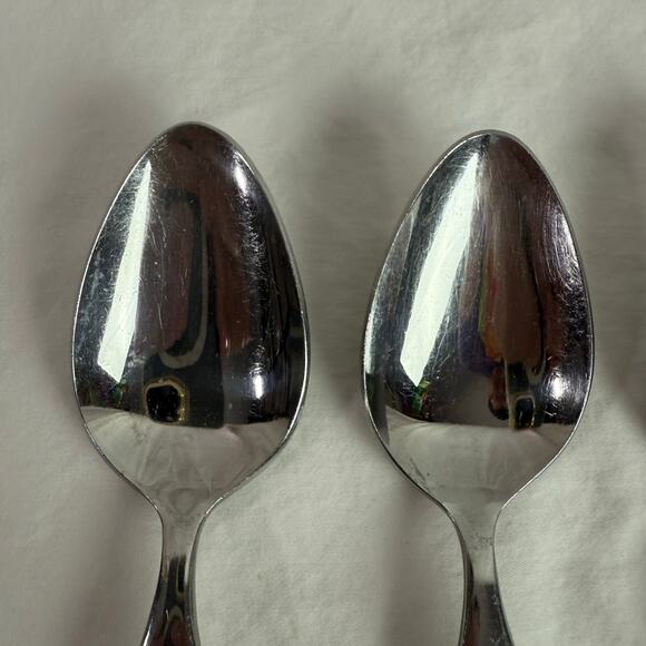 Ekco Eterna La Joya VTG Set 4 Soup Spoons Stainless Steel Faux Wood Flatware - Picture 5 of 10